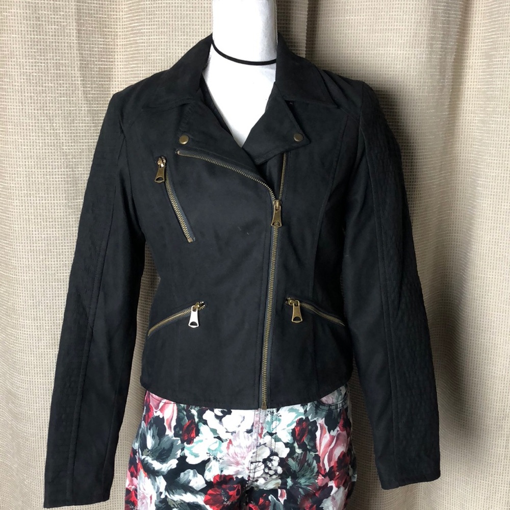 Andrew Marc Holm faux suede Moto jacket
